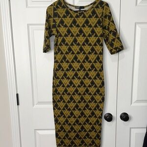 Snap Black and Gold Geometric Midi Dress